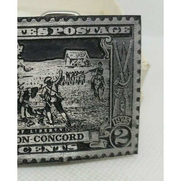 U.S Postage Lexington Concord 2 Cents Solid Pewter 1775-1925 Belt Buckle - Picture 3 of 10